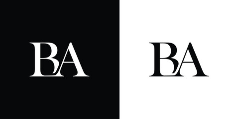 Abstract a simple letter or word BA serif connected font with cutting image graphic icon logo design abstract concept vector stock. This can be used with related to initial or beauty