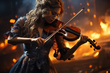 Fototapeta premium woman playing violin