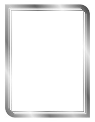 Silver metal frame isolated on white. Vector frame for text, photo, certificate, pictures, diploma