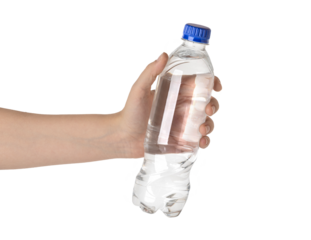 Young woman hand holding water bottle