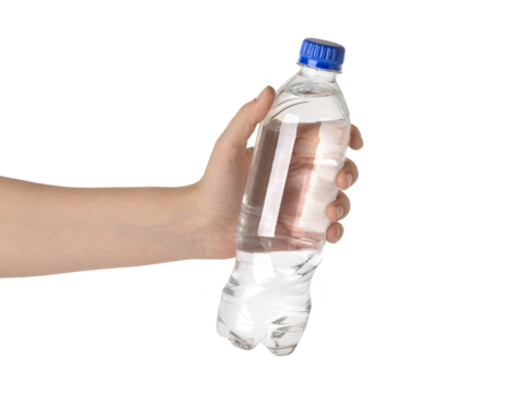 Young woman hand holding water bottle