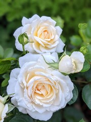 Close up shot of cream Happy Birthday rose