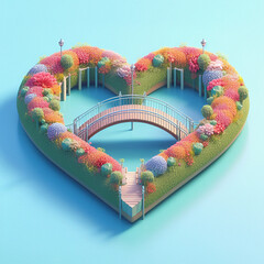 Heart bridge, 3D rendering