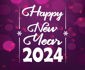 2024 Happy New Year Holiday Design White Abstract Vector Logo Symbol Illustration With Gradient Background