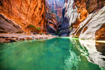 Zion National Park, Utah, USA. Beautiful landscapes, views of incredibly picturesque rocks and mountains. Concept, tourism, travel, landmark