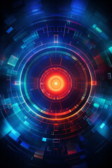 Fototapeta premium Glowing digital circle, energy source.