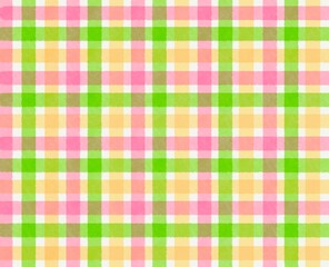 Yellow, green, pink pastel checkered, gingham, plaid pattern background