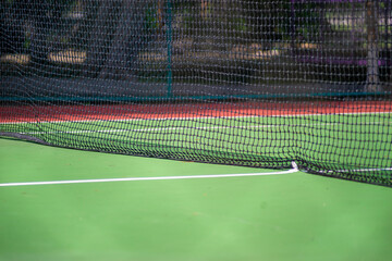 tennis court net with netting, close-up of net .