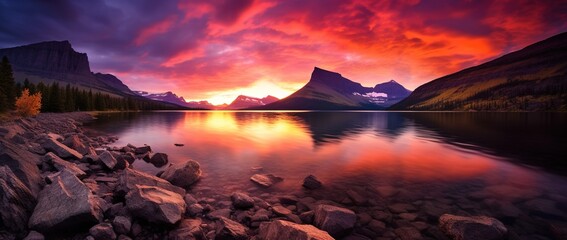 Sunset over Glacier National Park, Montana, United States of America
