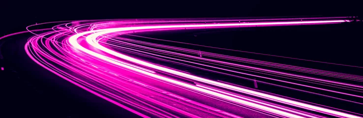 Papier Peint photo autocollant Autoroute dans la nuit violet car lights at night. long exposure