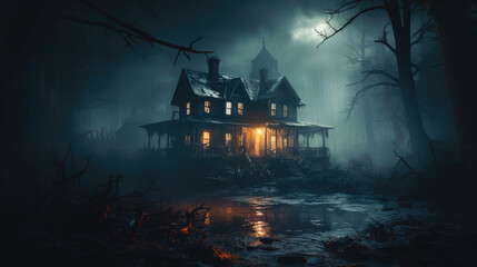 Fototapeta na wymiar Haunted House Natural Colors, Background Image, Background For Banner, HD