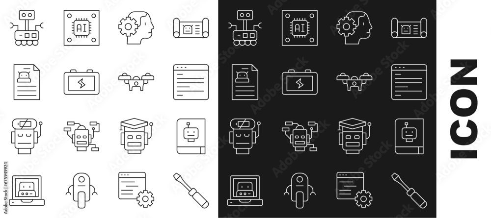 Poster set line screwdriver, user manual, computer api interface, humanoid robot, battery, technical specif