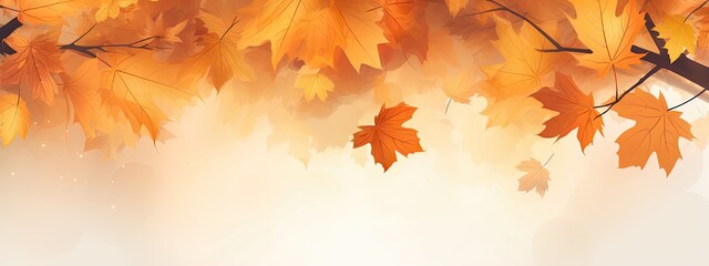 Naklejka na ściany i meble Autumn banner with orange leaves