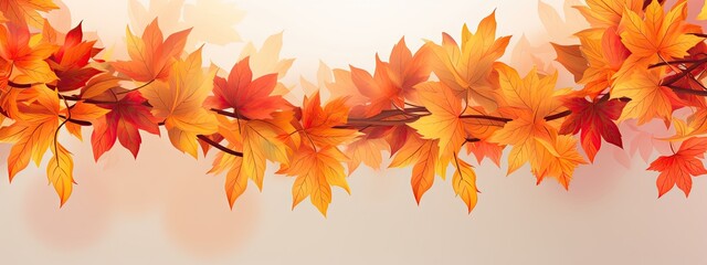 Fototapeta premium Autumn banner with orange leaves