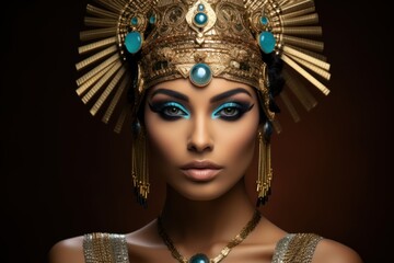 a woman dress as a queen of ancient Egypt. Egyptian Mythologys Goddess - obrazy, fototapety, plakaty
