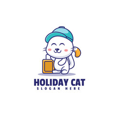 Holiday cat - mascot, illustration & character logo 