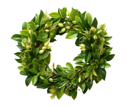 laurel wreath of green leaves, isolated