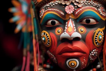 Foto op Canvas traditional colorful red ethnic face mask © id512