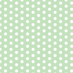 modern simple abstract seamlees white color polka dot pattern art work on impressionism lite green color background - obrazy, fototapety, plakaty
