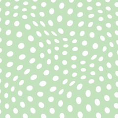 modern simple abstract seamlees white color polka dot distort wavy pattern art work on impressionism lite green color background