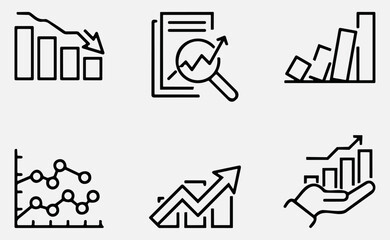 outline set icons related to charts. Linear icon collection. Vector illustration