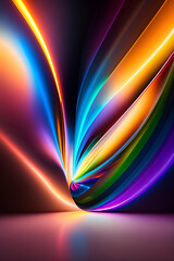 3D rendering of abstraction. Background glowing in the ultraviolet spectrum with lush neon lines.