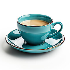 An oceanic turquoise cappuccino cup with a square
