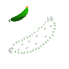 children's educational game. logic game. connect the dots by numbers. handwriting training. coloring book.  vegetables and fruits. cucumber