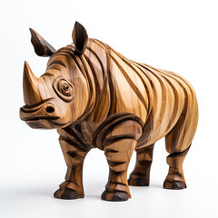 Obraz premium Wooden sculpture of a rhinoceros