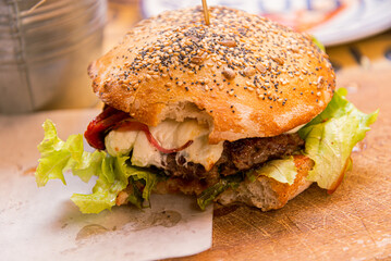 Homemade fresh hamburger in Catania, Italy 
