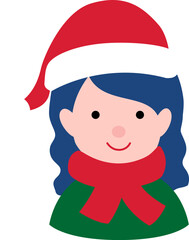Christmas girl wearing santa hat