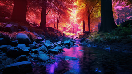Obraz premium Mystical Modernity: A Vibrant and Enigmatic Fusion of Modern World and Alien Landscape, Perfect for Screensavers and Desktop Backgrounds