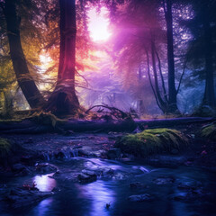 Fototapeta premium Mystical Modernity: A Vibrant and Enigmatic Fusion of Modern World and Alien Landscape, Perfect for Screensavers and Desktop Backgrounds
