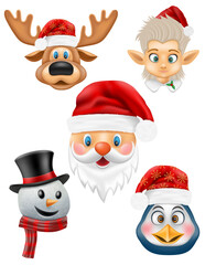 christmas and new year characters holiday symbols vector illustration