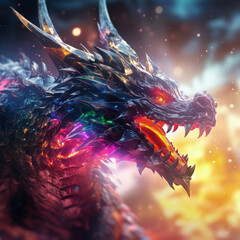 Majestic Dragon in Vibrant Colors: A Mythical Creature's Stunning and Enigmatic Presence, Perfect for Dynamic Screensavers and Desktop Backgrounds