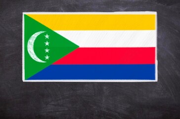 Hand drawn flag of Comoros on a black chalkboard