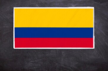 Hand drawn flag of Colombia on a black chalkboard