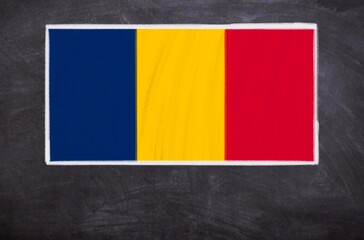 Hand drawn flag of Chad on a black chalkboard
