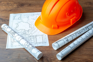 construction helmet and drawings