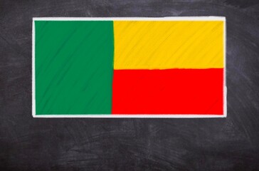 Hand drawn flag of Benin on a black chalkboard