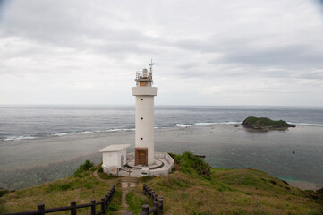 lighthouse on the coast,平久保崎,沖縄,日本 - obrazy, fototapety, plakaty