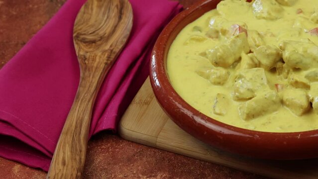 plat de poulet au curry et lait de coco