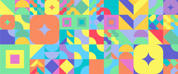 Colorful colourful vector flat mosaic banners with shapes