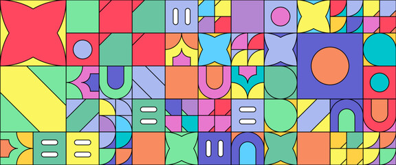 Colorful colourful vector modern banners with abstracts shapes geometric mosaic