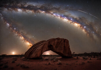 Fototapeta na wymiar Celestial Nights: Milky Way Over Australia's Outback.