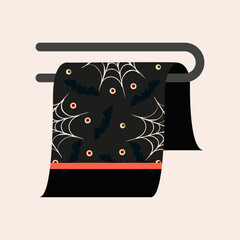 Flat Design Illustration with  Paper  Towel Holder and Halloween Pattern