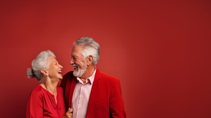 Happy elderly couple photoshoot retirement hobby accomplished musician dancer studio personality...