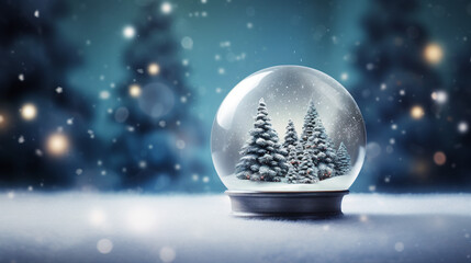 Fototapeta na wymiar Winter Christmas Ball Decoration with Snowy Tree and Sparkling Lights Festive Image