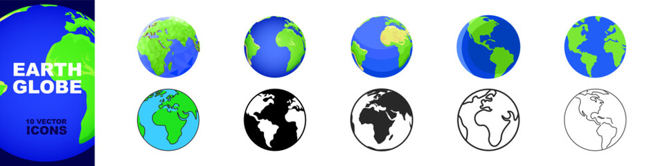 Earth globe icon. Earth globe set.
