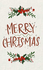 "merry Christmas" text with Christmas clipart Generative AI